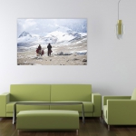 interior design of modern green living room furniture against white wall with a lamp hanging and lots of copy space