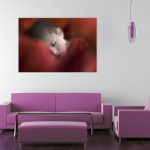 interior design of modern green living room furniture against white wall with a lamp hanging and lots of copy space